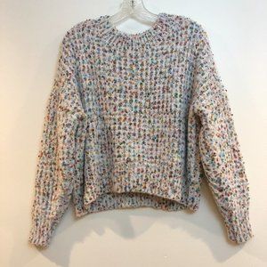 Lumiere Rainbow Colorful Confetti Oversied Knit Crew Neck Sweater Women's Small